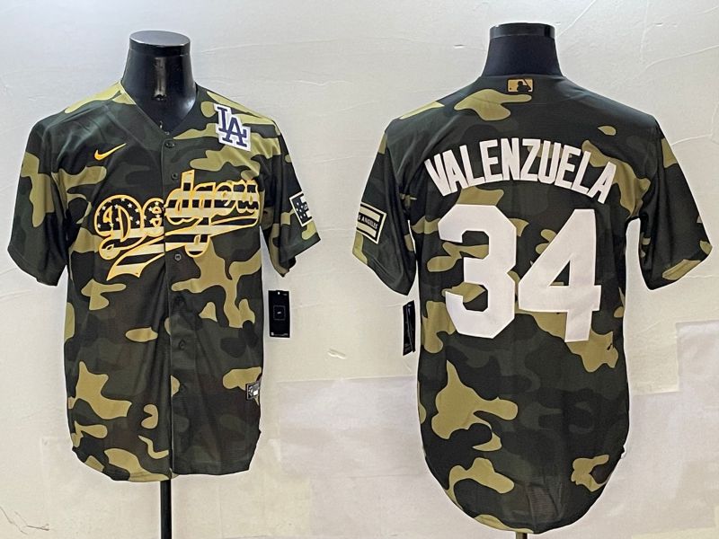 Men Los Angeles Dodgers #34 Valenzuela Camo Joint Name 2025 Nike MLB Jersey style 7